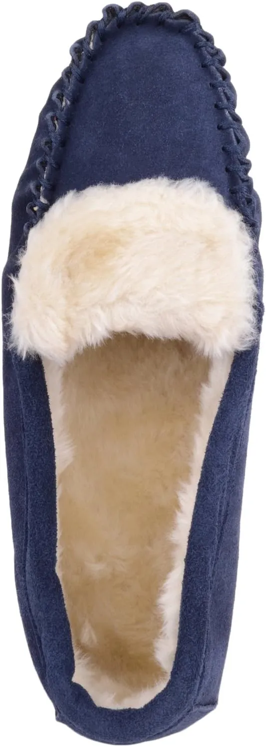 ABSOLUTE FOOTWEAR Ladies/Womens Suede Sheepskin Moccasins/Slippers with Rubber Sole