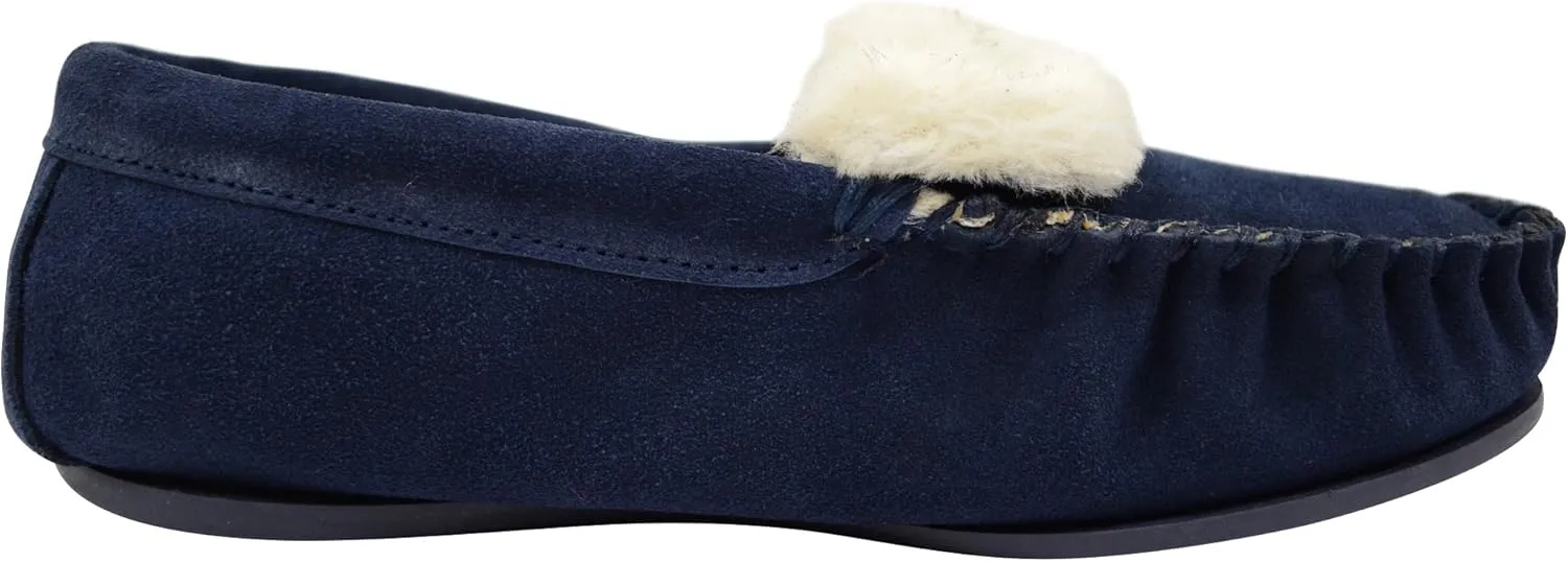 ABSOLUTE FOOTWEAR Ladies/Womens Suede Sheepskin Moccasins/Slippers with Rubber Sole
