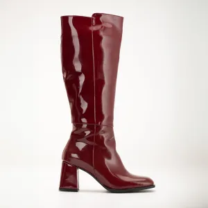 Adele - Burgundy Patent Knee High Boots