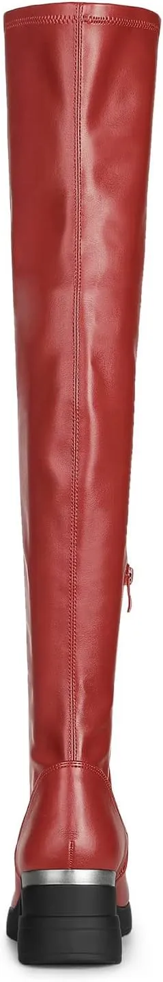 Allegra K Women's Platform Wedge Chunky Heels Over the Knee Thigh High Boots