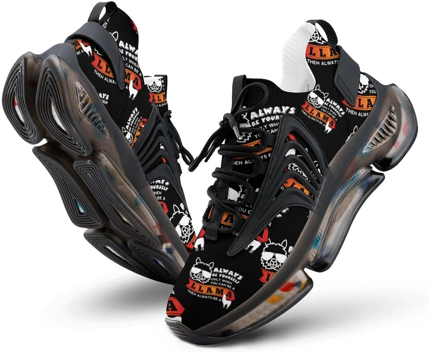 Always Be A Llama Walking Shoes for Men Lightweight Tennis Fashion Elastic Sports Shoes Cushion Basketball Shoes