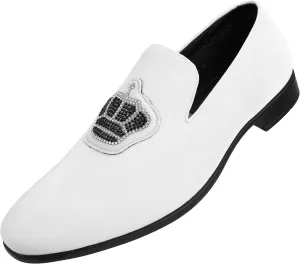 Amali Crown - Velvet Men??s Slip-On Shoes with Jewelry Crown Piece - Smoking Slip On Dress Shoes for Men - Velvet Formal Loafers for Men - The Original Smoking Men Tuxedo Dress Shoe