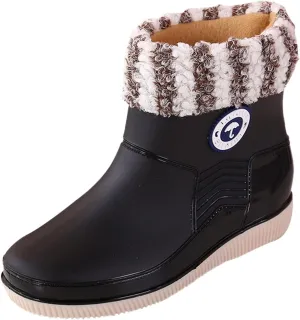 AMDBEL Rain Boots for Women 2024 Botas de lluvia para mujer impermeables, Women Rain Boots Black Waterproof Mid Calf Lightweight Cute Booties Fashion Out Work Outdoor Garden Shoes