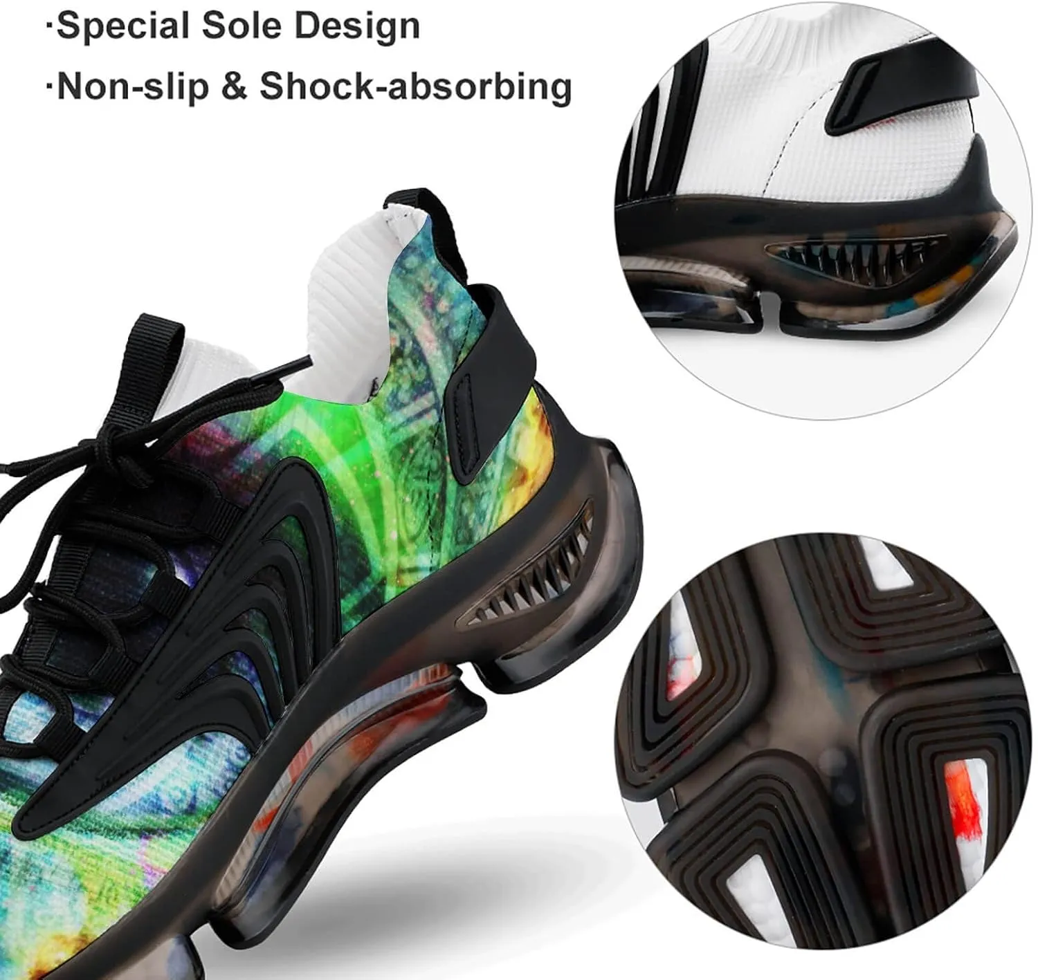 Ancient Mayan Calendar and Eye Walking Shoes for Men Lightweight Tennis Fashion Elastic Sports Shoes Cushion Basketball Shoes