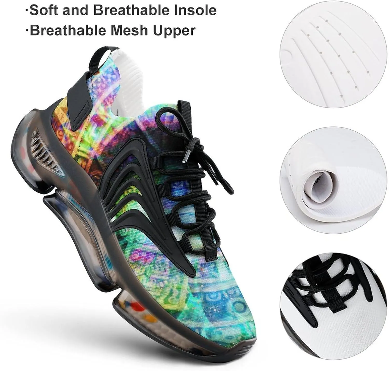 Ancient Mayan Calendar and Eye Walking Shoes for Men Lightweight Tennis Fashion Elastic Sports Shoes Cushion Basketball Shoes