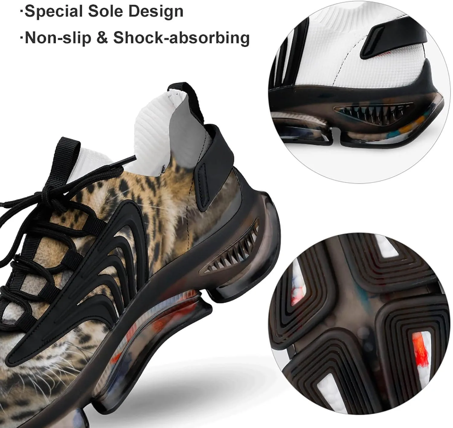 Animal Face Walking Shoes for Men Lightweight Tennis Fashion Elastic Sports Shoes Cushion Basketball Shoes