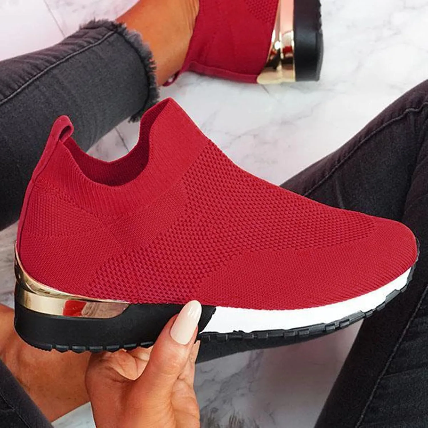 Ankle Boots for Women, Bomens Boots, Black Boots for Women, Casual Mesh Breathable Soft Sole Running Fitness Sneakers