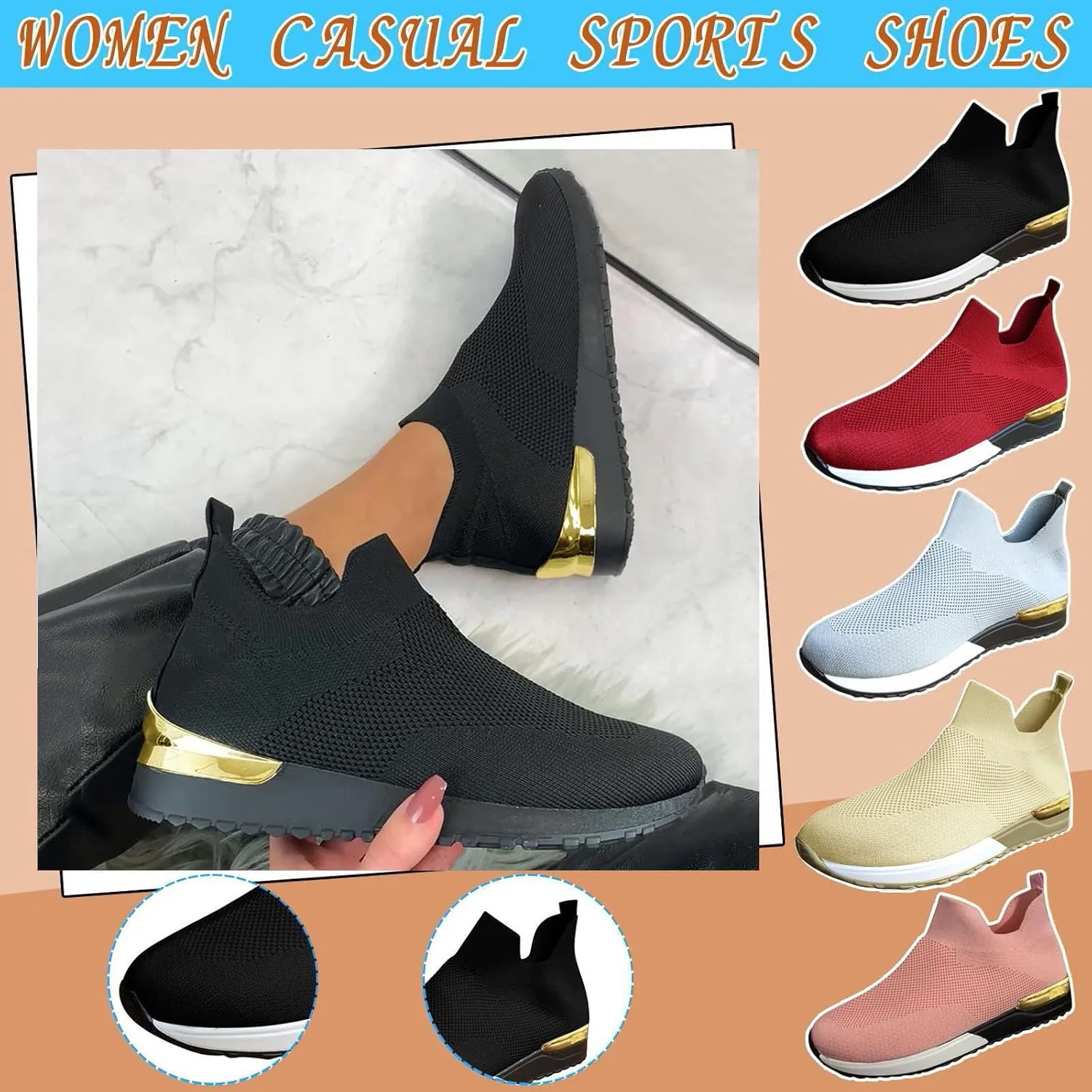 Ankle Boots for Women, Bomens Boots, Black Boots for Women, Casual Mesh Breathable Soft Sole Running Fitness Sneakers