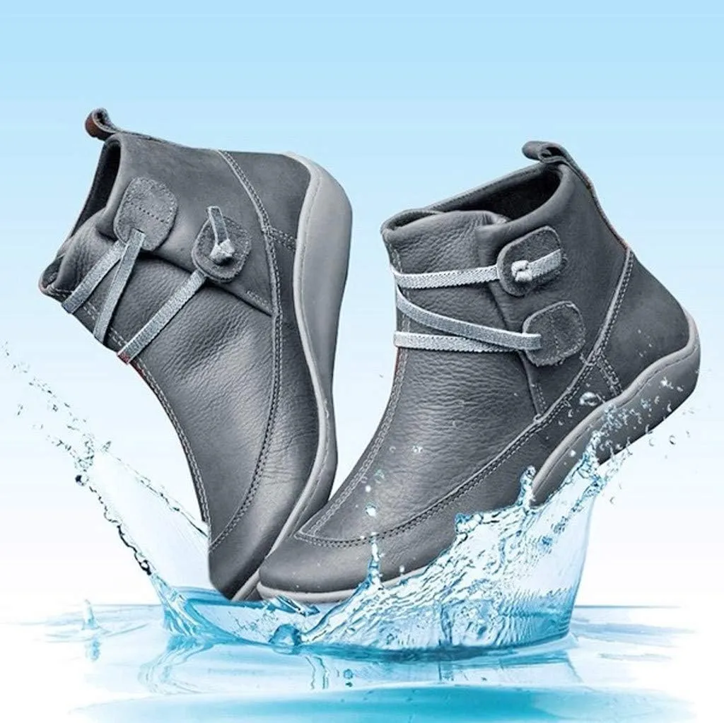 Ankle Boots for Women New Arch Support Boots Side Zipper Vintage Leather Damping Shoes Flat Heel Booties