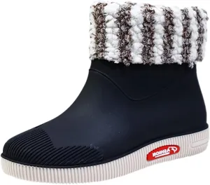 Ankle Boots for Women Winter Rainshoes Short Tube Plush Thermal Water Shoes Students Daily Shoes Warm Rain Boots