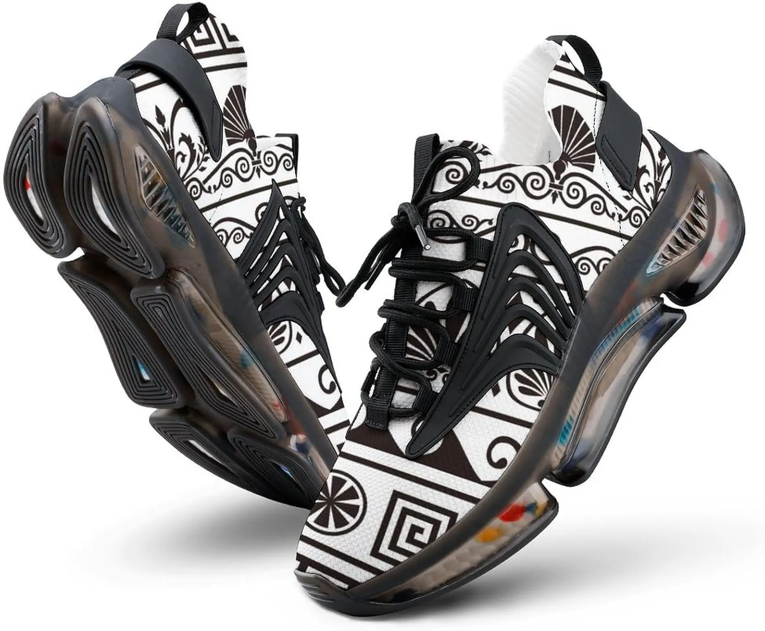 Antique Greek Borders Walking Shoes for Men Lightweight Tennis Fashion Elastic Sports Shoes Cushion Basketball Shoes