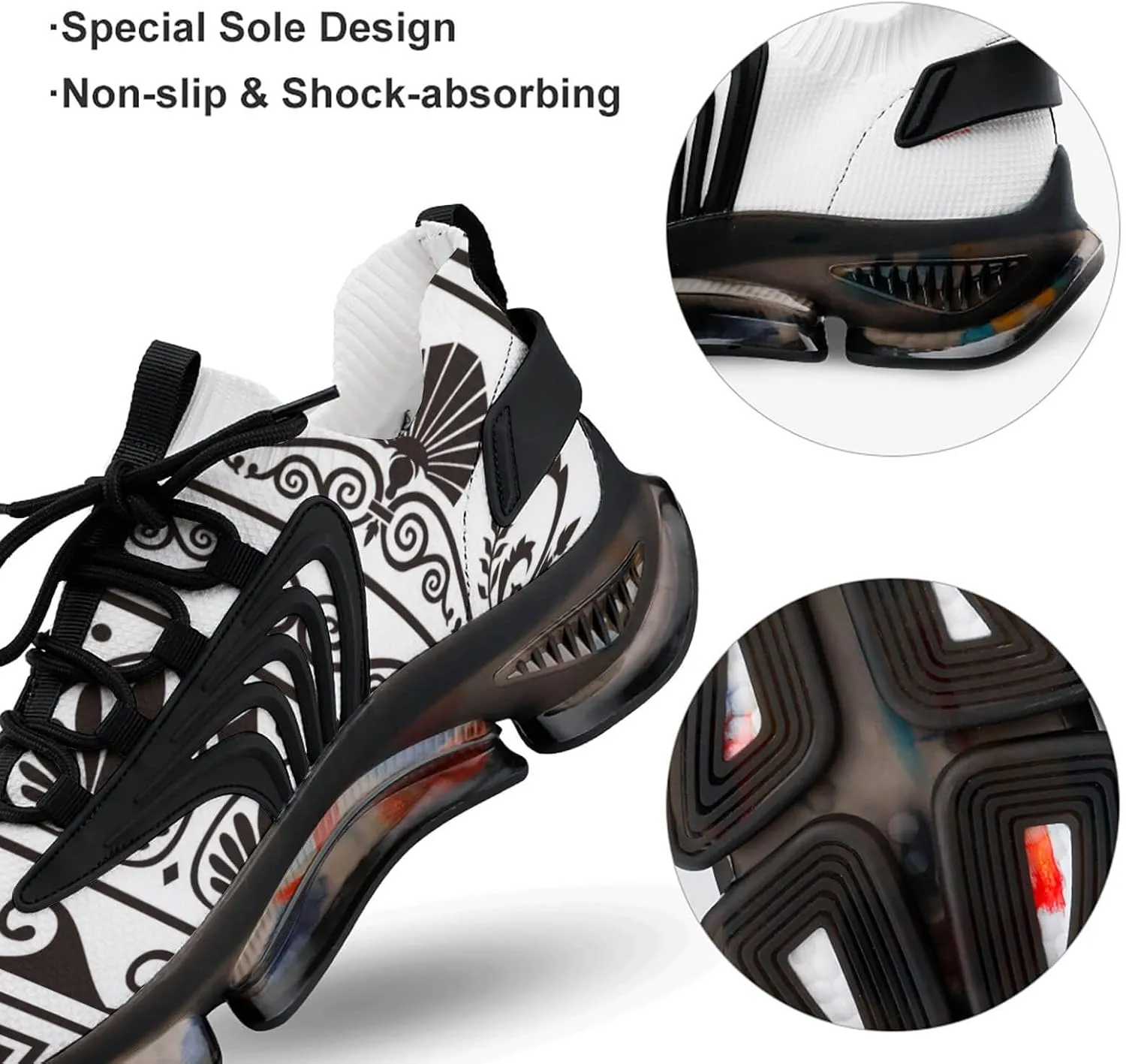 Antique Greek Borders Walking Shoes for Men Lightweight Tennis Fashion Elastic Sports Shoes Cushion Basketball Shoes