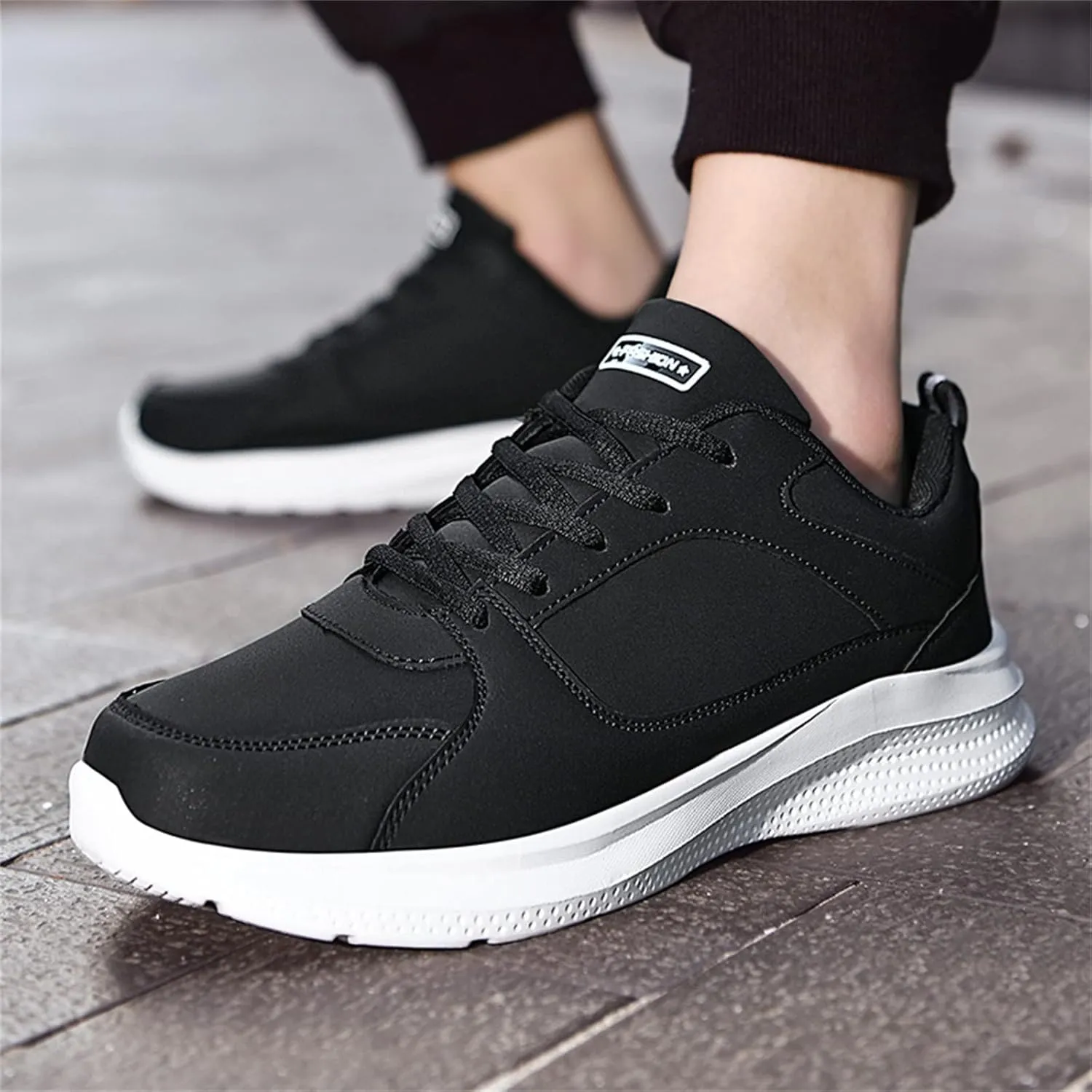 Arch Support Non Slip Minimalist Shoes for Men Breathable Comfort Walking Shoe Breathable Lace Up Shoes for Men