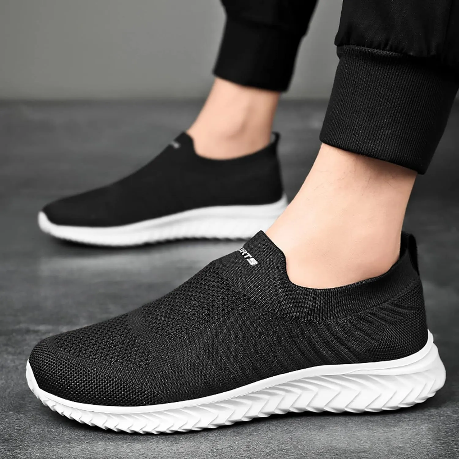 Arch Support Sports Shoes for Men Lightweight Breathable Slip On Running Shoe Outdoor Non Slip Jogging Sneakers