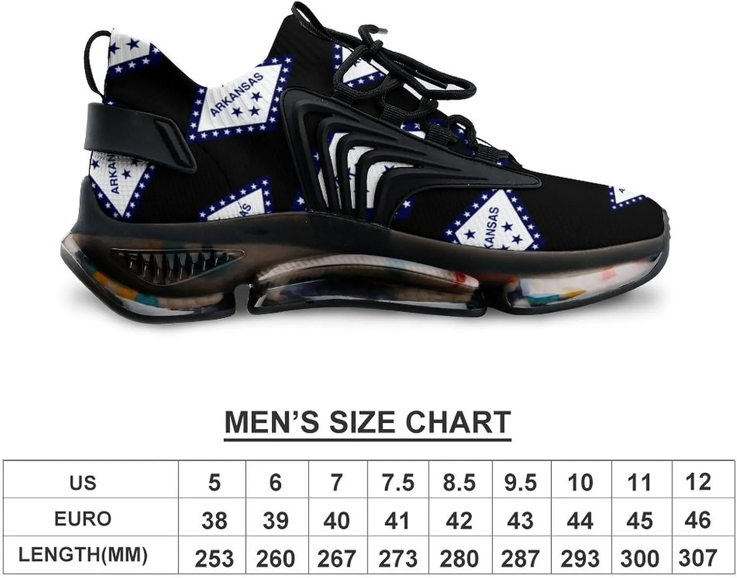 Arkansas State Flag Walking Shoes for Men Lightweight Tennis Fashion Elastic Sports Shoes Cushion Basketball Shoes