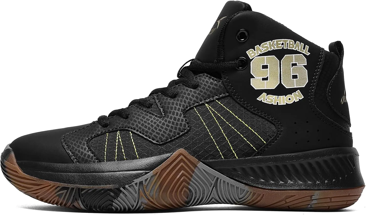 ASHION Kids Basketball Shoes Boys Girls Sneakers Mid-Top Lace Up Cushion Anti Slip Athletic Outdoor Sport Shoes for Unisex-Child