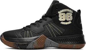 ASHION Kids Basketball Shoes Boys Girls Sneakers Mid-Top Lace Up Cushion Anti Slip Athletic Outdoor Sport Shoes for Unisex-Child