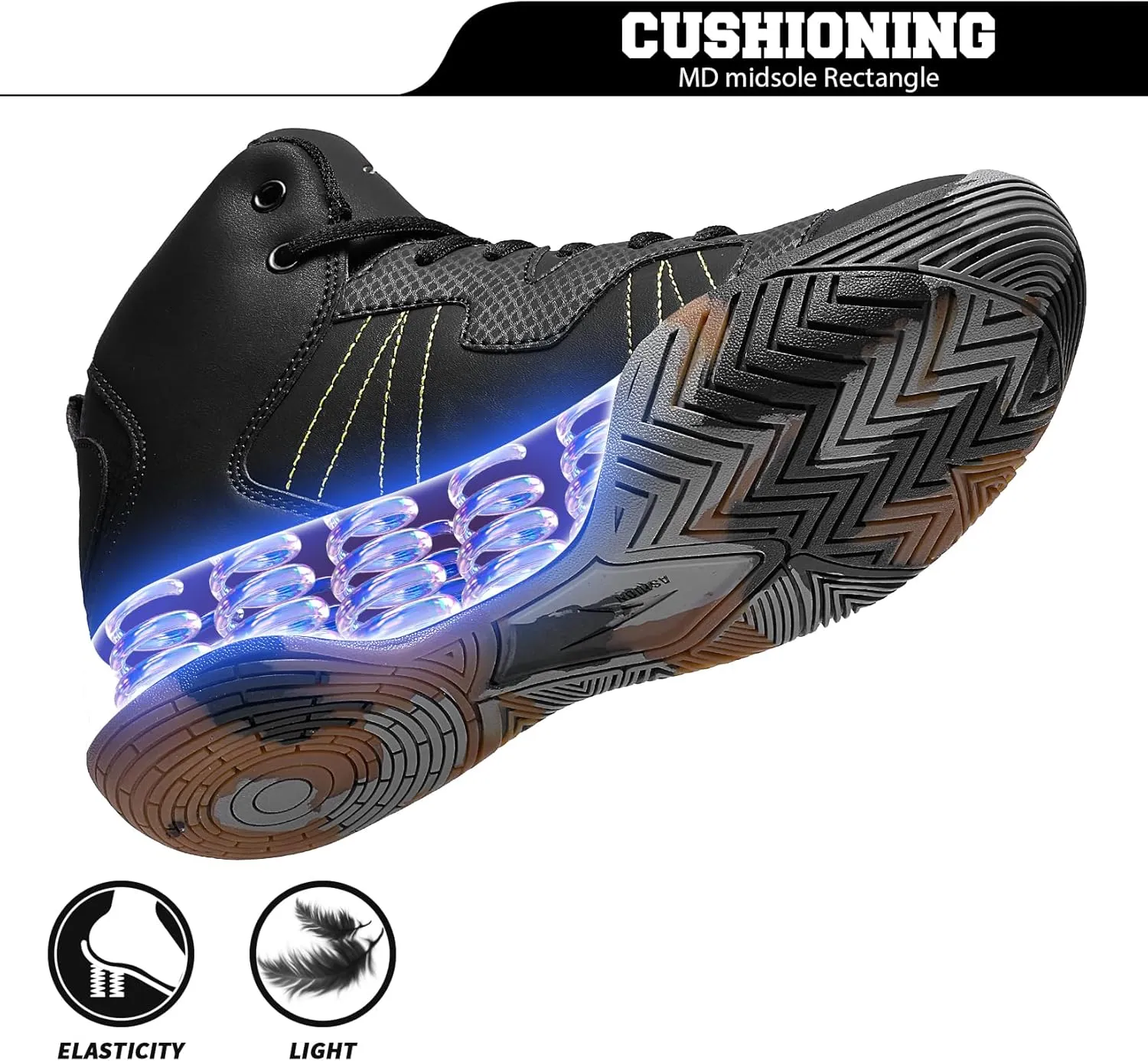 ASHION Kids Basketball Shoes Boys Girls Sneakers Mid-Top Lace Up Cushion Anti Slip Athletic Outdoor Sport Shoes for Unisex-Child