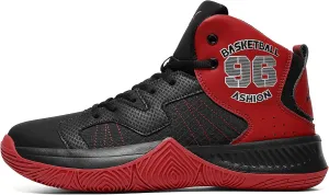 ASHION Kids Basketball Shoes Boys Girls Sneakers Mid-Top Lace Up Cushion Anti Slip Athletic Outdoor Sport Shoes for Unisex-Child