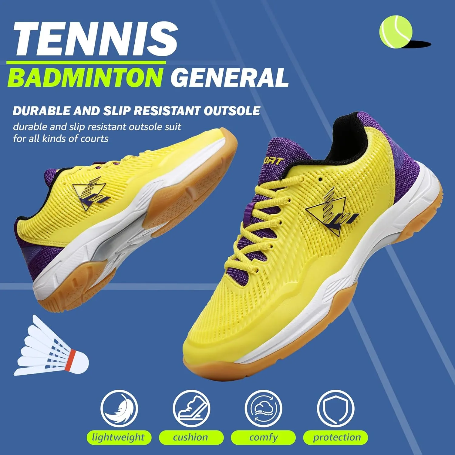 ASHION Pickleball Shoes for Men Tennis Shoes Sneakers for All Court Racquetball Athletic Shoes for Racquet Sport | Arch Support