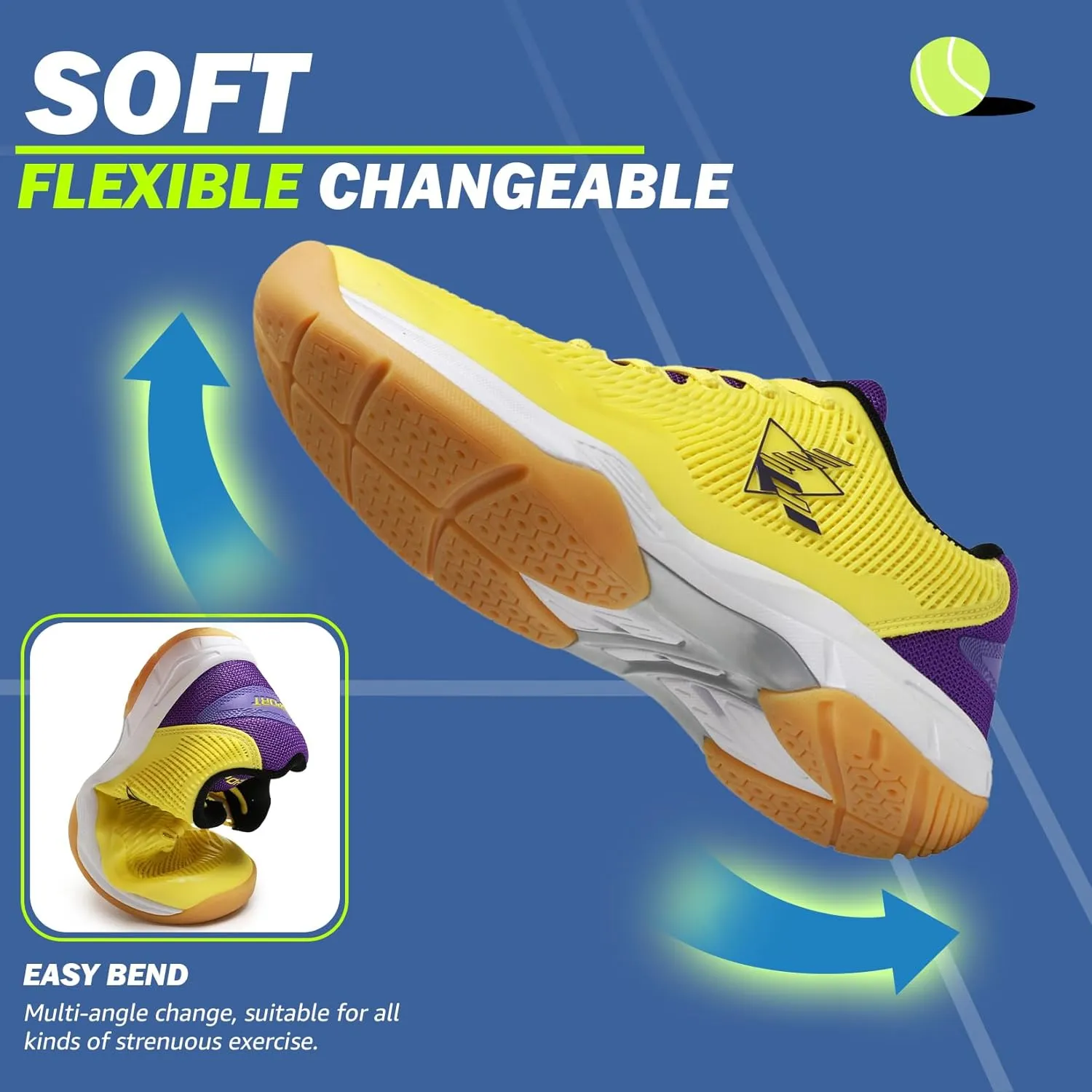 ASHION Pickleball Shoes for Men Tennis Shoes Sneakers for All Court Racquetball Athletic Shoes for Racquet Sport | Arch Support