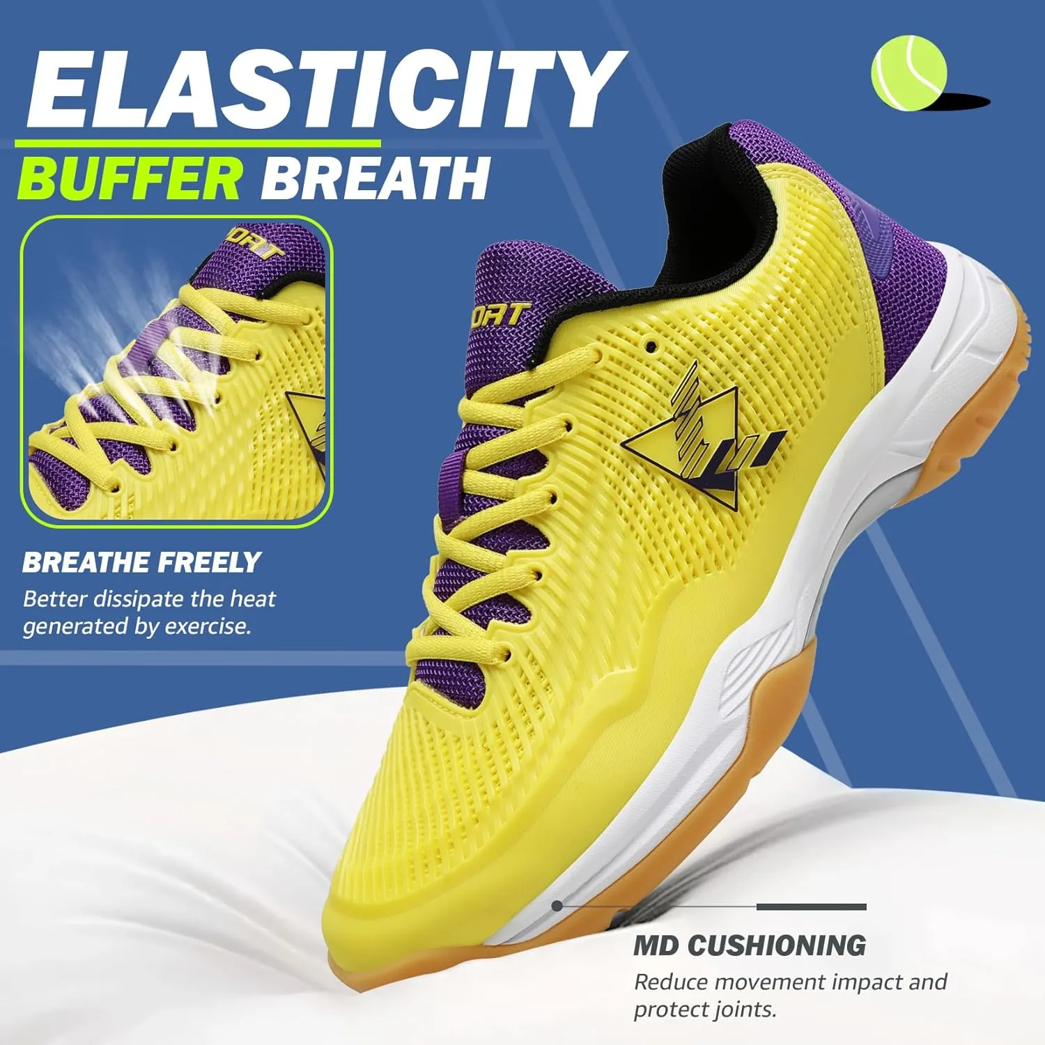 ASHION Pickleball Shoes for Men Tennis Shoes Sneakers for All Court Racquetball Athletic Shoes for Racquet Sport | Arch Support