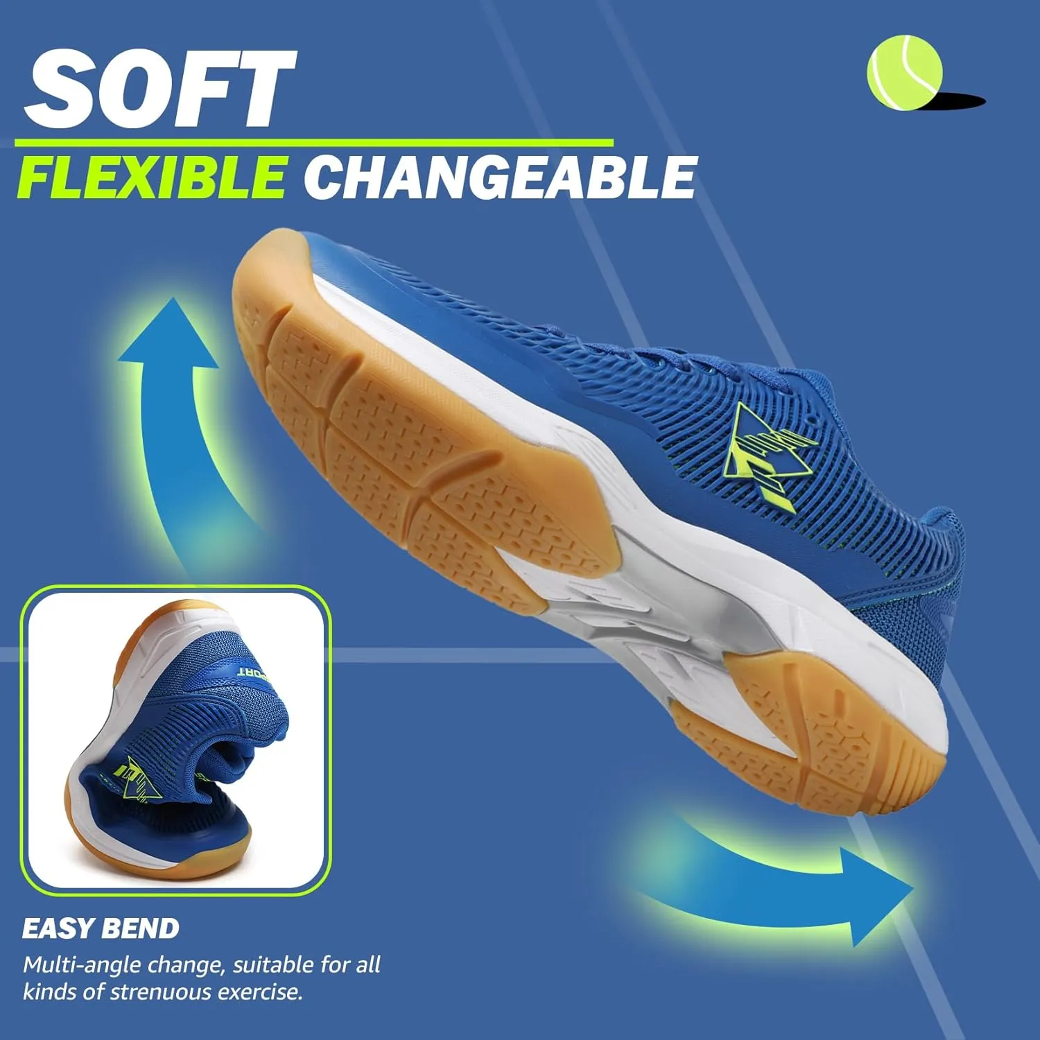ASHION Pickleball Shoes for Men Tennis Shoes Sneakers for All Court Racquetball Athletic Shoes for Racquet Sport | Arch Support