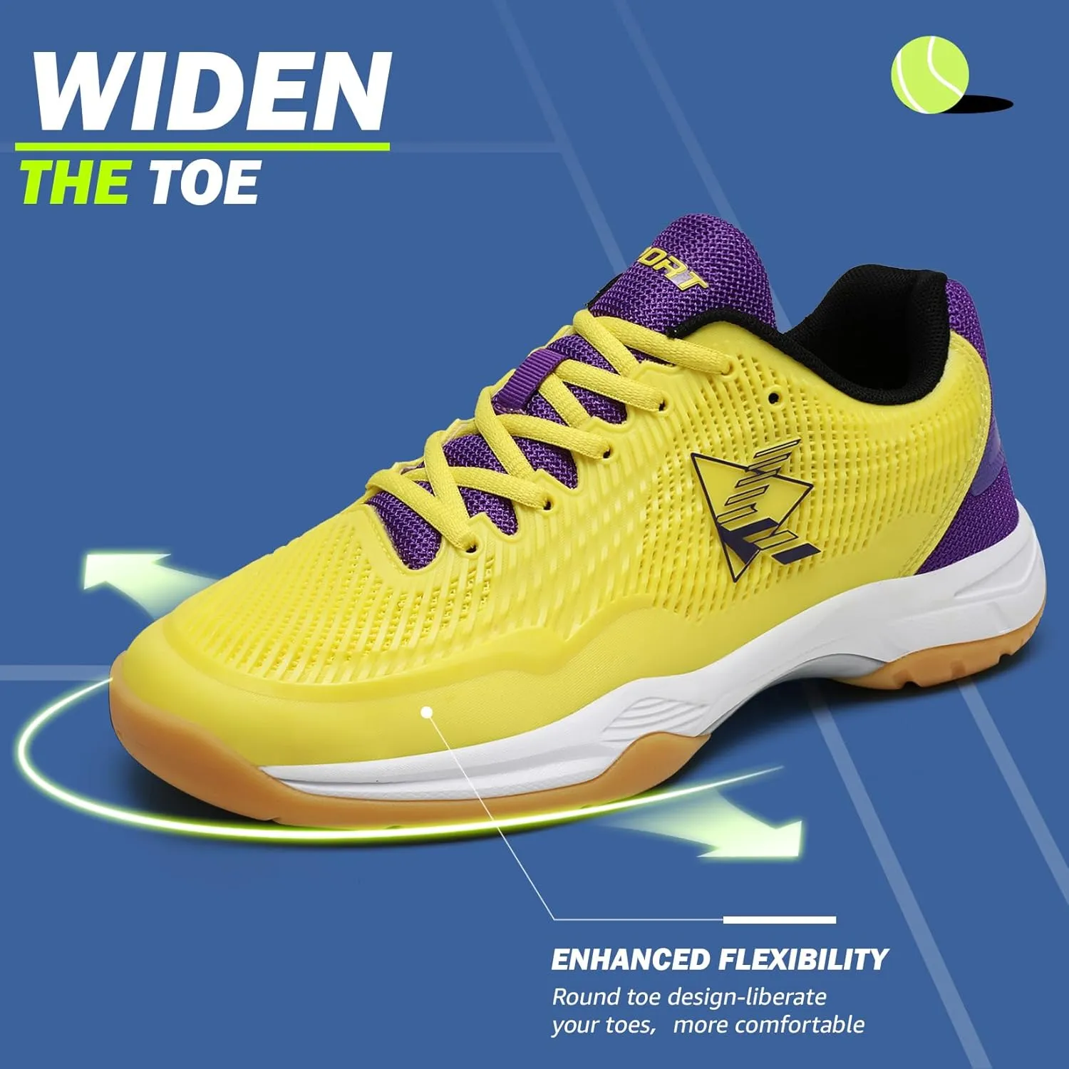 ASHION Pickleball Shoes for Men Tennis Shoes Sneakers for All Court Racquetball Athletic Shoes for Racquet Sport | Arch Support