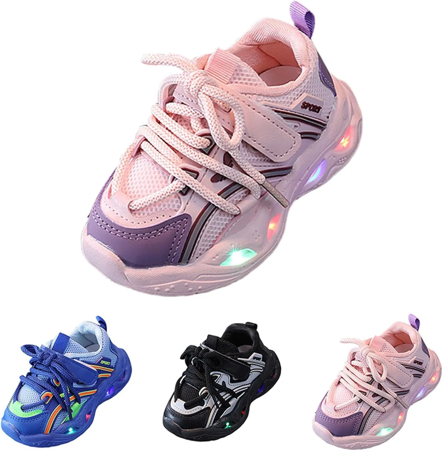 Baby Boys Girls Glitter Sneakers Rubber Soft First Walking Sport Shoes Toddler Outdoor Non Slip Sparkle Lace Shoes