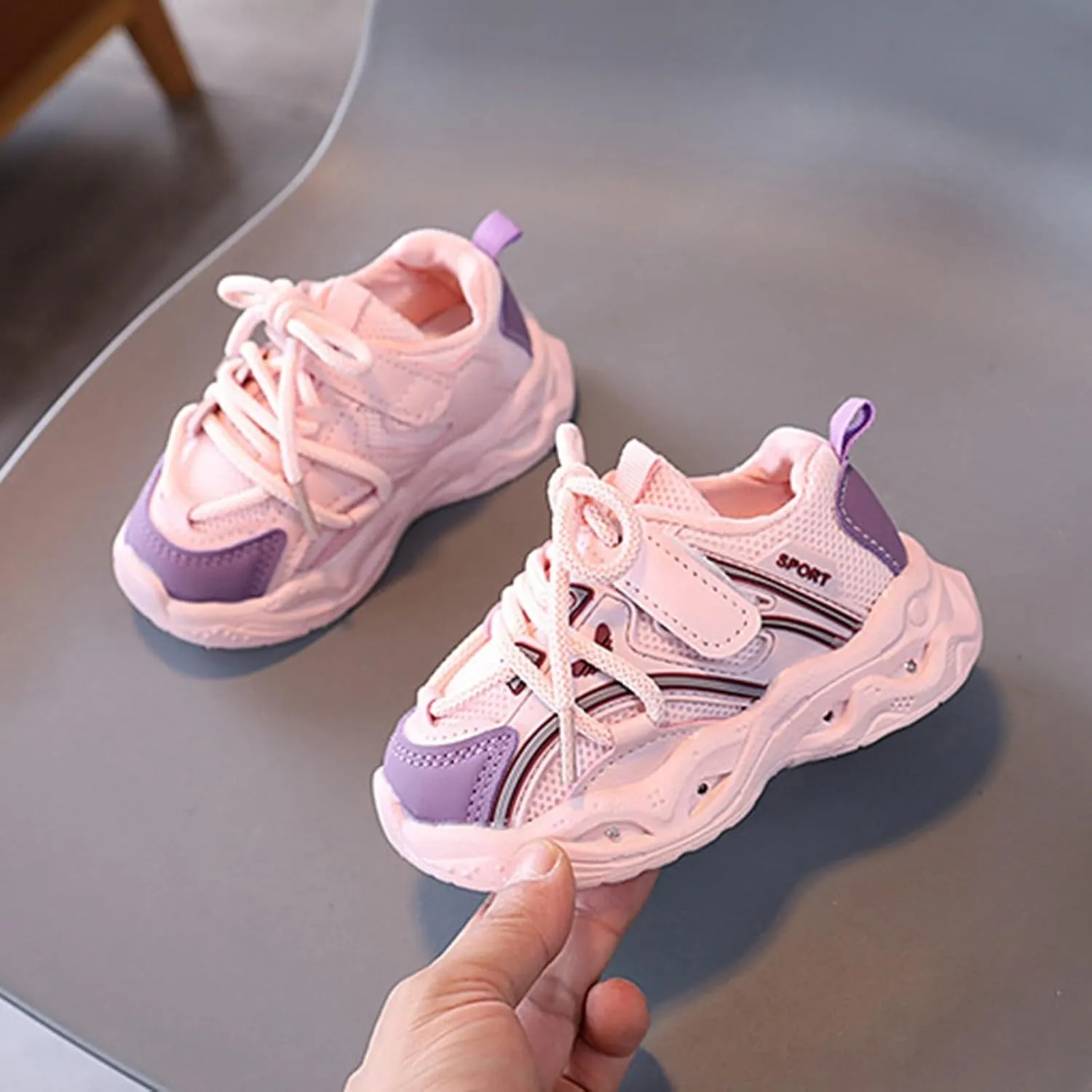 Baby Boys Girls Glitter Sneakers Rubber Soft First Walking Sport Shoes Toddler Outdoor Non Slip Sparkle Lace Shoes