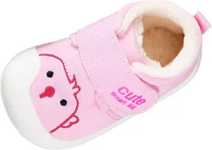 Baby Infant Pink Cute Sneakers Fall Winter Warm Squeaky Sport Shoes First Walking Non Slip Padded Cotton Sneakers