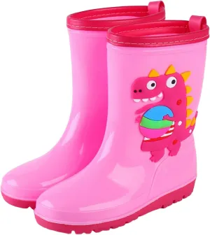 Baby Waterproof Rain Boots, Toddler Kids Boys Girls Cartoon Rubber Soft Sole Rain Shoes Waterproof Rain Boots