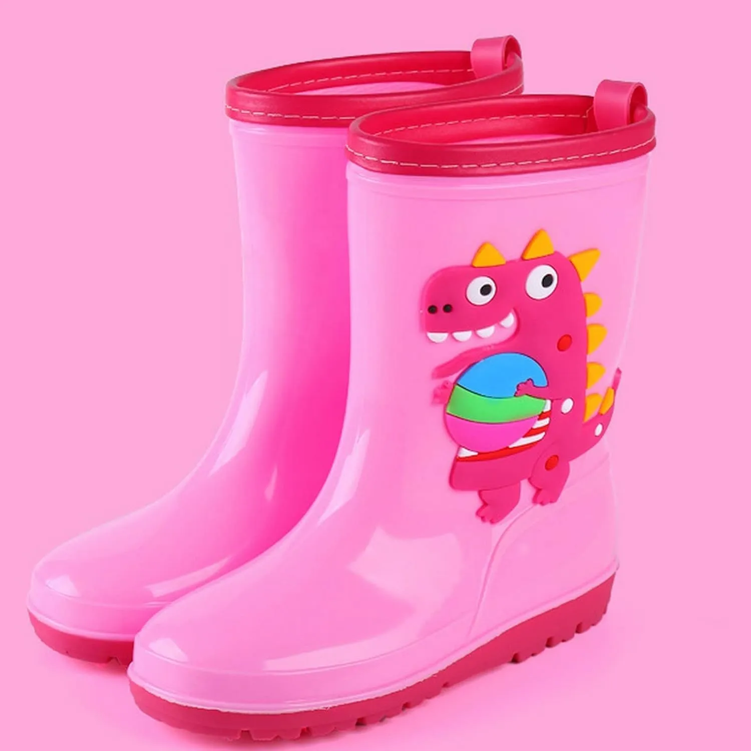 Baby Waterproof Rain Boots, Toddler Kids Boys Girls Cartoon Rubber Soft Sole Rain Shoes Waterproof Rain Boots