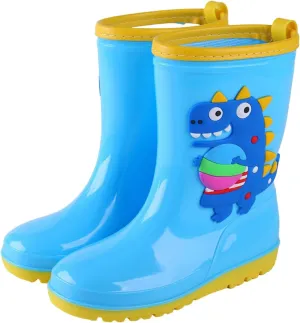 Baby Waterproof Rain Boots, Toddler Kids Boys Girls Cartoon Rubber Soft Sole Rain Shoes Waterproof Rain Boots