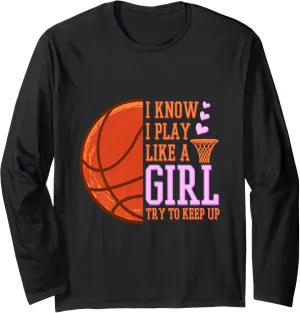 Basketball Goal Girl Basketball Shoes Basketball Training Long Sleeve T-Shirt