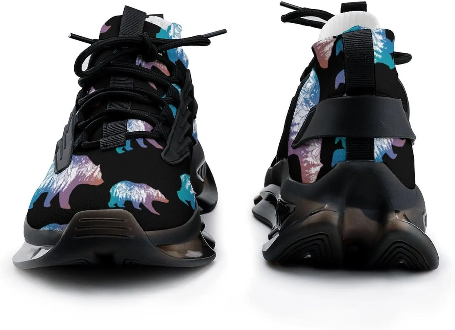 Bear with Mountains Landscape Walking Shoes for Men Lightweight Tennis Fashion Elastic Sports Shoes Cushion Basketball Shoes