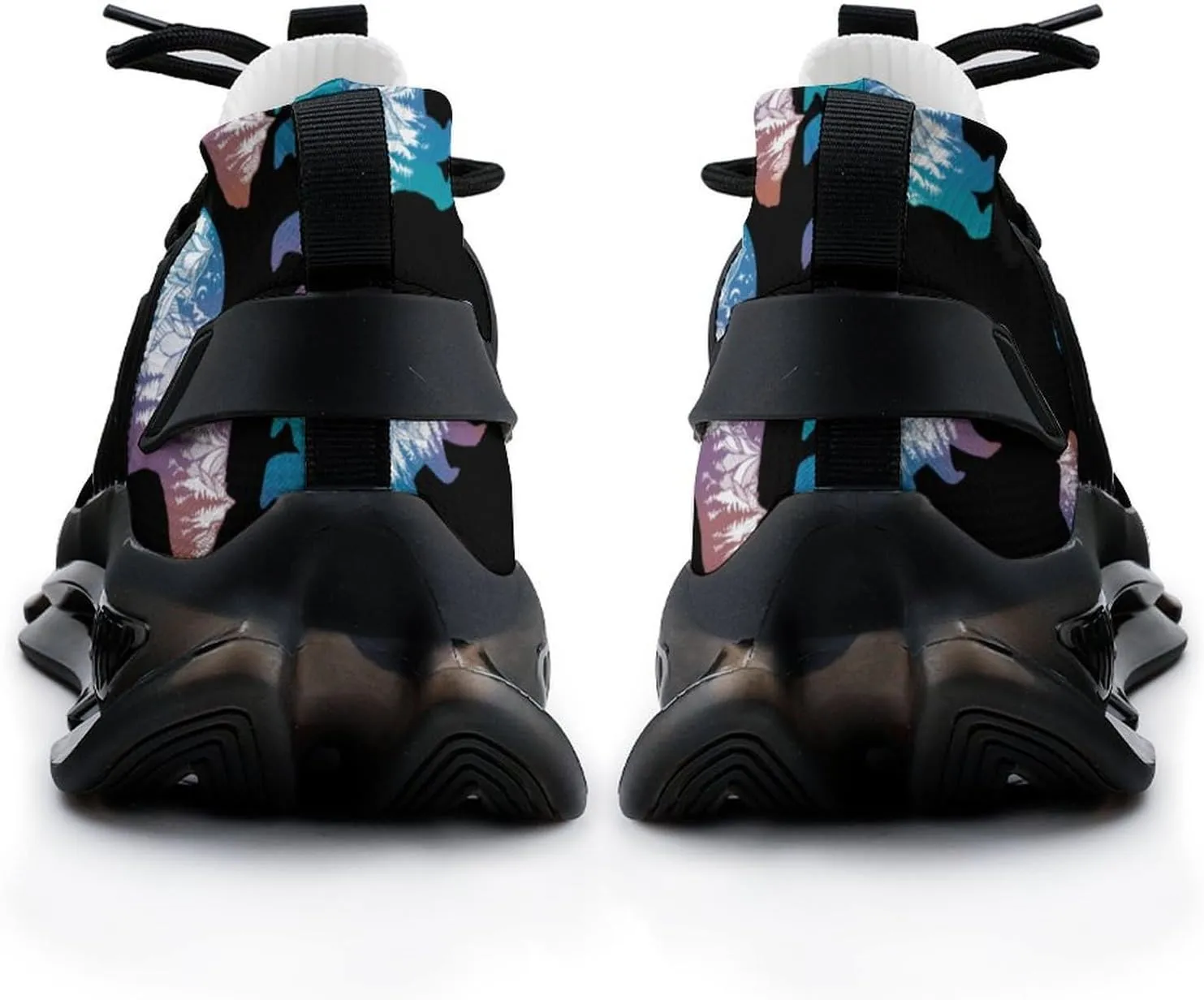 Bear with Mountains Landscape Walking Shoes for Men Lightweight Tennis Fashion Elastic Sports Shoes Cushion Basketball Shoes