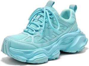 BEAU TODAY Womens Chunky Sneakers,Fashion Sneakers for Women,Lace-up Air Mesh Chunky Walking Tennis Shoes Treny Dad Sneakers