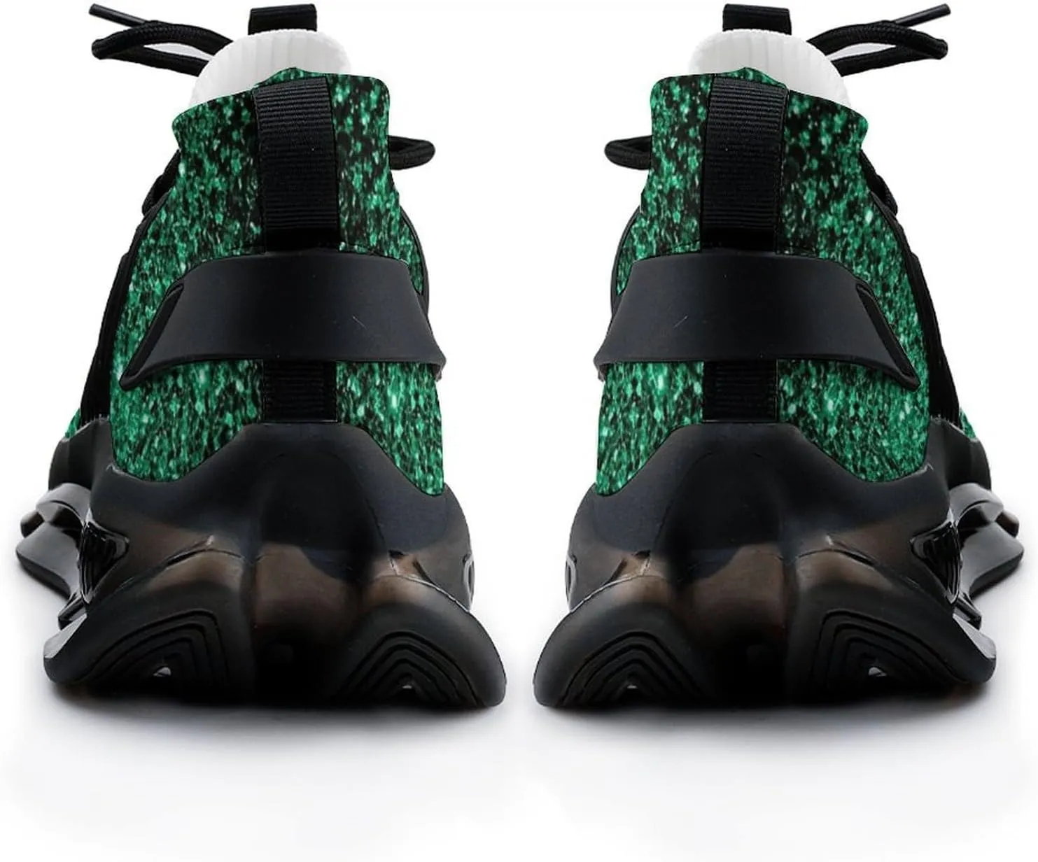 Beautiful Emerald Green Glitter Sparkles Walking Shoes for Men Lightweight Tennis Fashion Elastic Sports Shoes Cushion Basketball Shoes