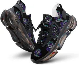 Beautiful Skull Walking Shoes for Men Lightweight Tennis Fashion Elastic Sports Shoes Cushion Basketball Shoes
