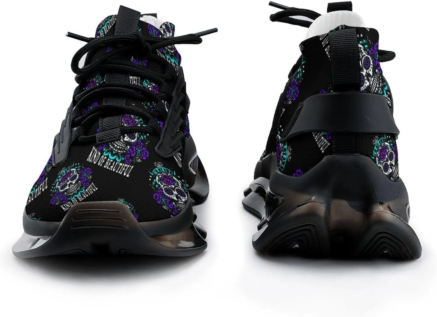Beautiful Skull Walking Shoes for Men Lightweight Tennis Fashion Elastic Sports Shoes Cushion Basketball Shoes