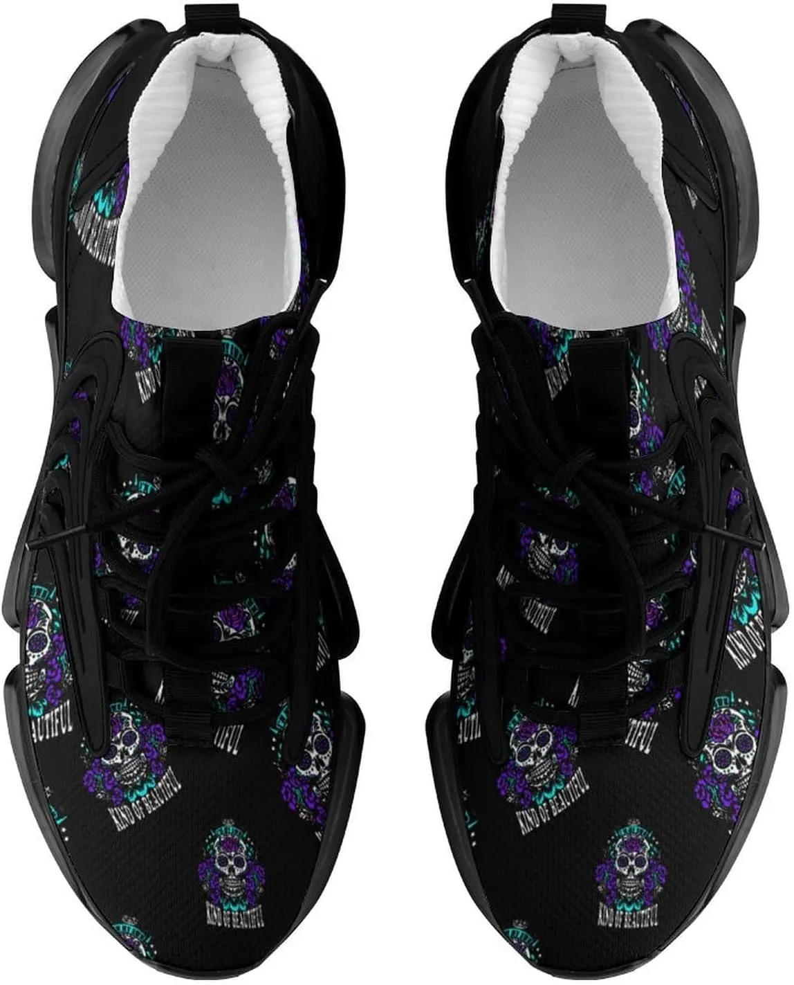 Beautiful Skull Walking Shoes for Men Lightweight Tennis Fashion Elastic Sports Shoes Cushion Basketball Shoes