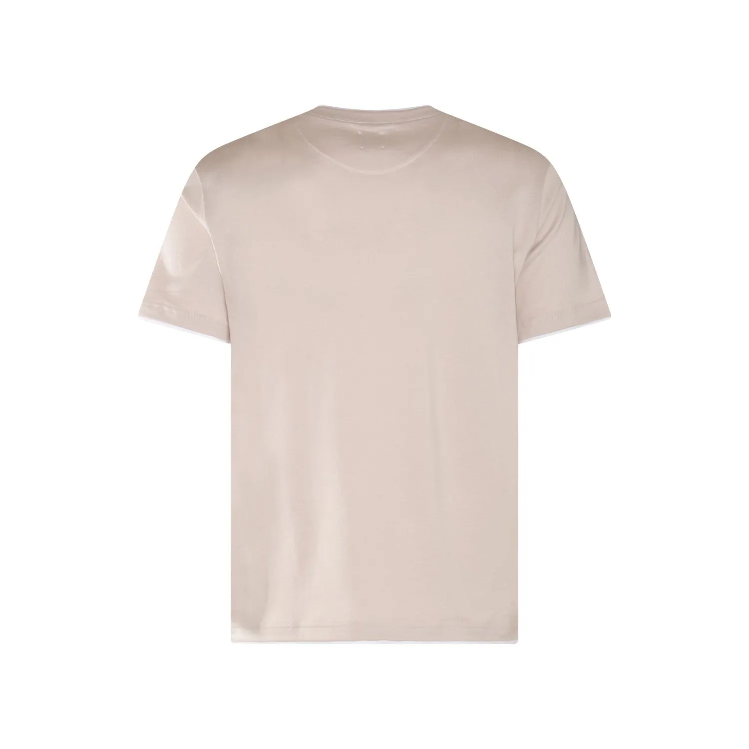 Beige Double-Collared Crew Neck Cotton T-Shirt - ELEVENTY PLATINUM