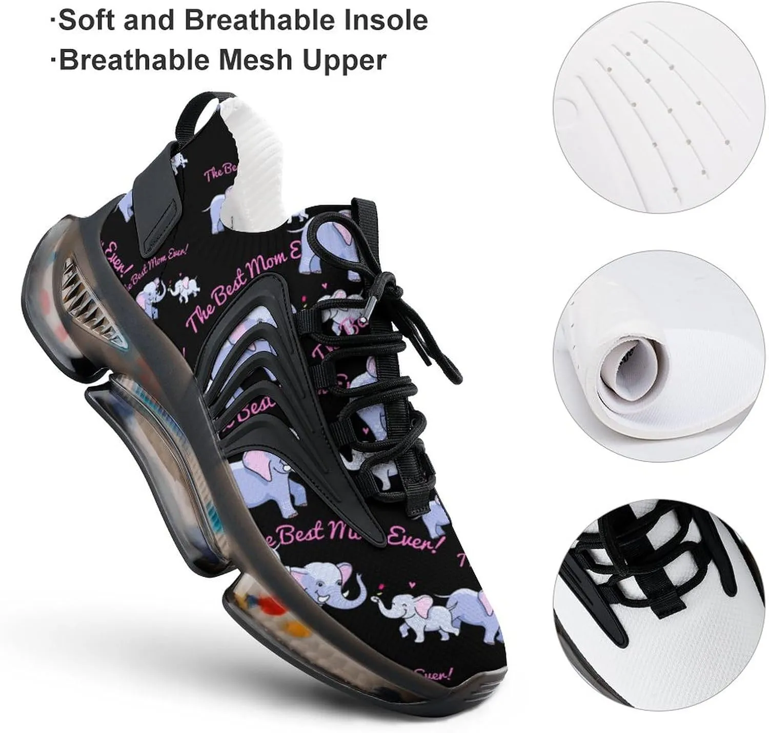 Best Elephant Mom Walking Shoes for Men Lightweight Tennis Fashion Elastic Sports Shoes Cushion Basketball Shoes