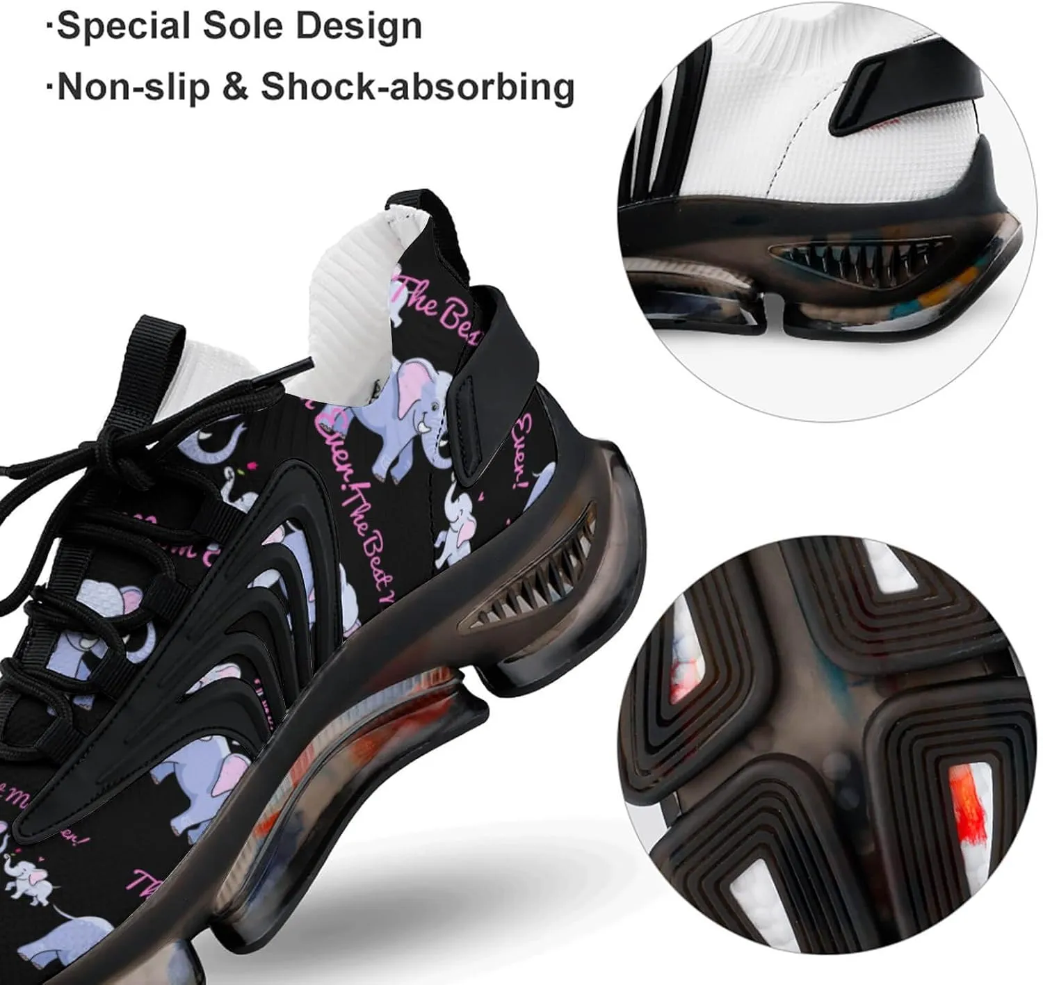 Best Elephant Mom Walking Shoes for Men Lightweight Tennis Fashion Elastic Sports Shoes Cushion Basketball Shoes