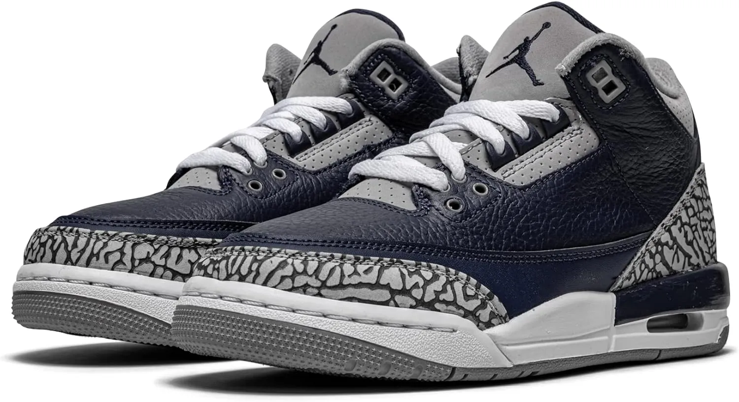 Big Kids Jordan 3 Retro Georgetown Midnight Navy/Cement Grey-Wht (398614 401)