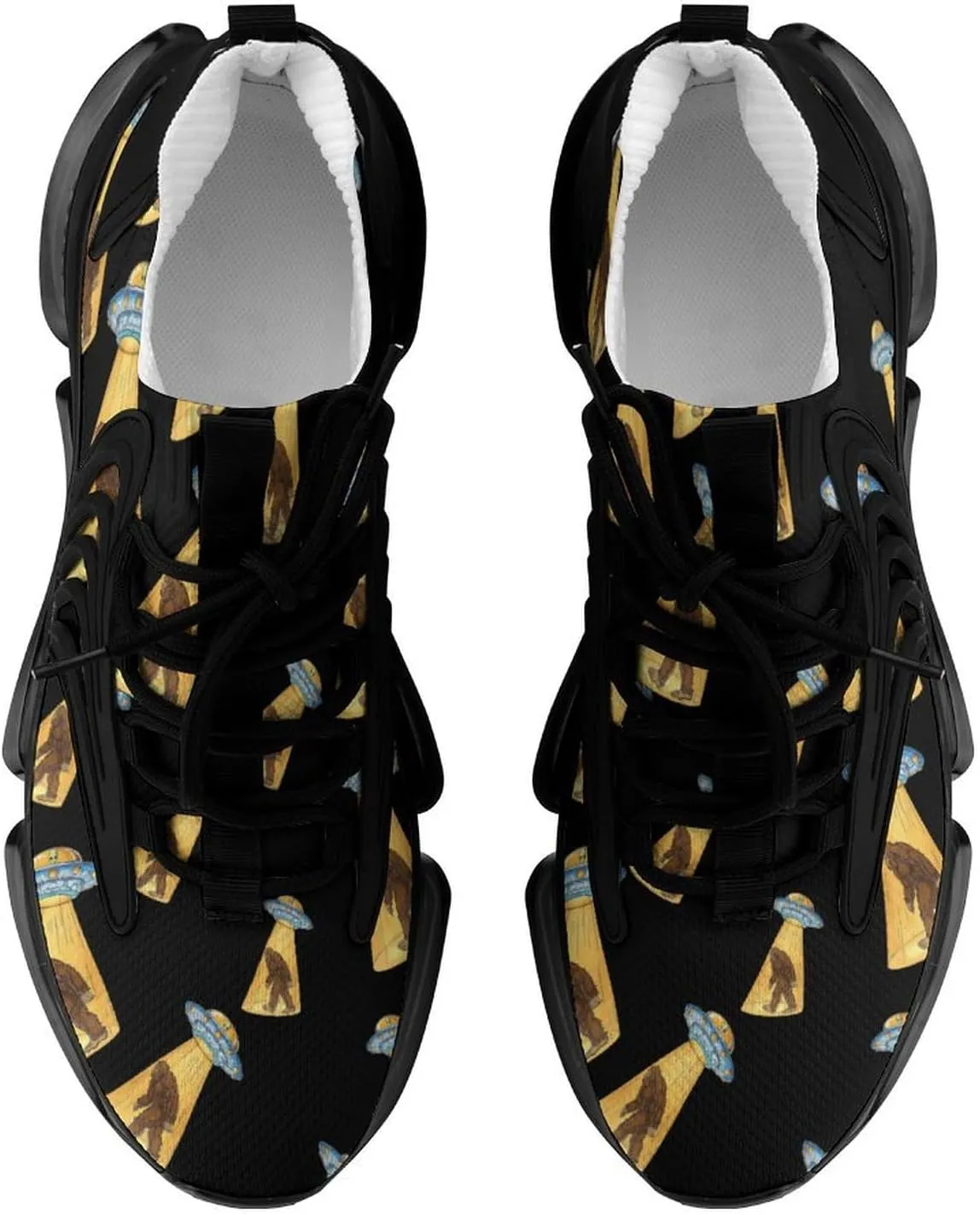 Bigfoot UFO Abduction Walking Shoes for Men Lightweight Tennis Fashion Elastic Sports Shoes Cushion Basketball Shoes