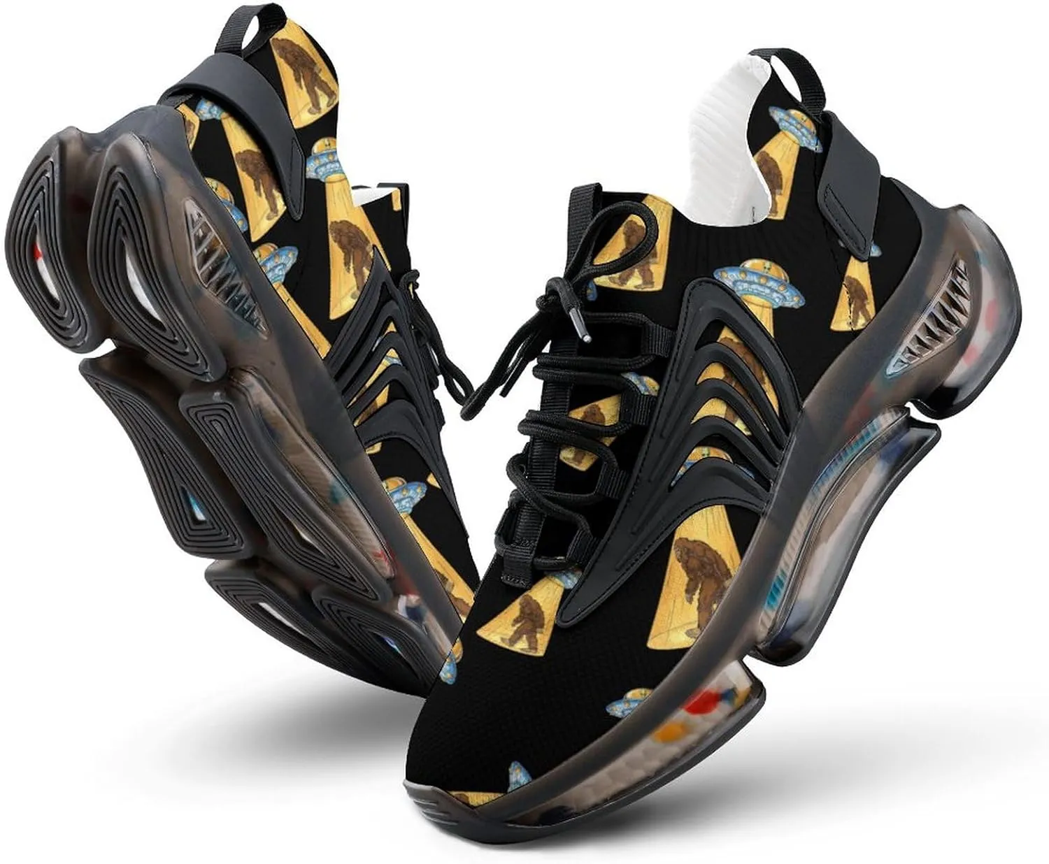 Bigfoot UFO Abduction Walking Shoes for Men Lightweight Tennis Fashion Elastic Sports Shoes Cushion Basketball Shoes
