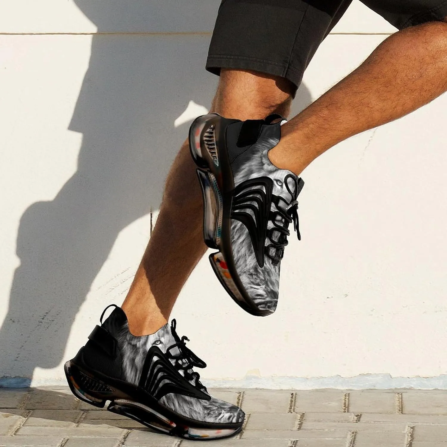 Black and White African Lion Walking Shoes for Men Lightweight Tennis Fashion Elastic Sports Shoes Cushion Basketball Shoes