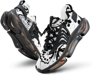 Black and White Butterflies Walking Shoes for Men Lightweight Tennis Fashion Elastic Sports Shoes Cushion Basketball Shoes